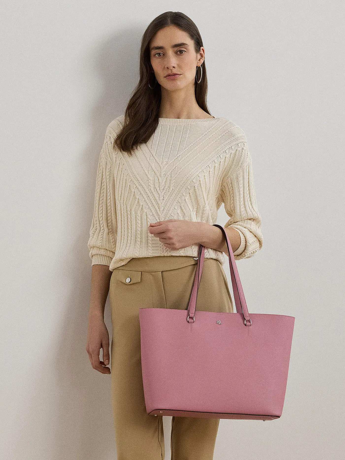 LAUREN RALPH LAUREN | Ledertasche - Shopper KARLY TOTE Large | rosa